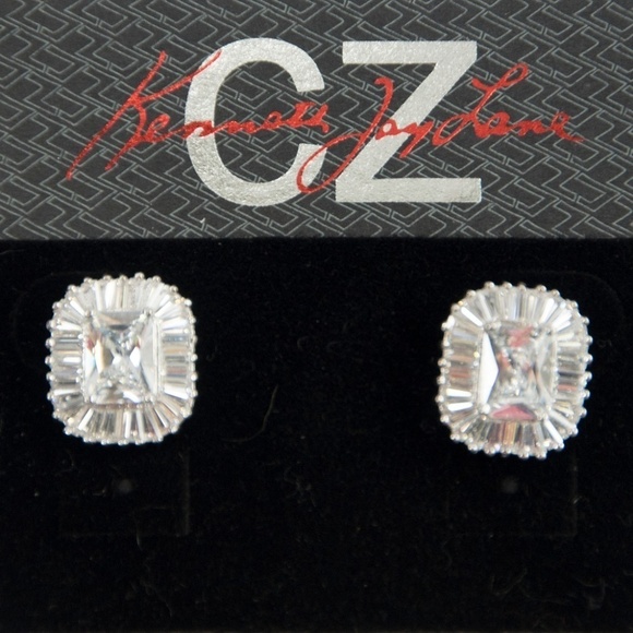 CZ by Kenneth Jay Lane Baguette Stud Earrings - Picture 4 of 5